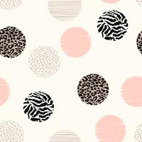 Abstract geometric seamless pattern with animal print and circles. vector
