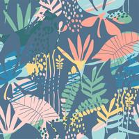 Abstract floral seamless pattern with trendy hand drawn textures. vector