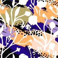 Abstract floral seamless pattern with trendy hand drawn textures. vector