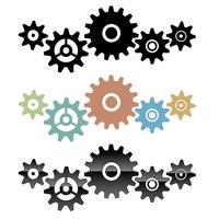 Group of connected gears vector isolated illustration