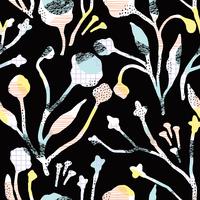 Abstract floral seamless pattern with trendy hand drawn textures. vector