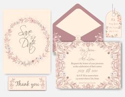 wedding invitation card with flower Templates vector