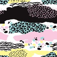 Abstract seamless pattern with animal print. Trendy hand drawn textures. vector