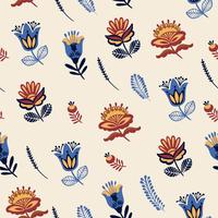 Folk floral seamless pattern. vector