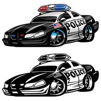 Policía Muscle Car Cartoon Vector Illustration