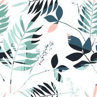 Abstract floral seamless pattern with trendy hand drawn textures. vector