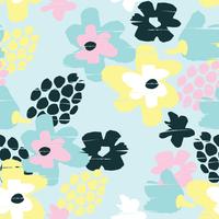 Abstract floral seamless pattern with trendy hand drawn textures. vector