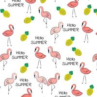 Fondo de verano vector patrón con pájaros flamencos