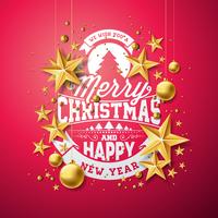 Christmas and New Year illustration with typography vector