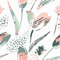 Resumen de tulipanes de patrones sin fisuras florales. Tendencias de mano dibujado texturas vector