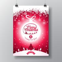 Merry Christmas Illustration with Typography vector