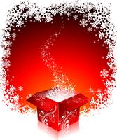 Ilustración de Navidad con cajas de regalo sobre fondo rojo vector