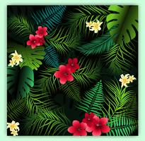 Tropical floral seamless vector pattern background