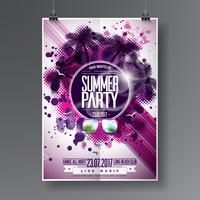 Vector Summer Beach Party Flyer Design con elementos tipográficos