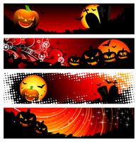 banner de cuatro vectores en un tema de halloween