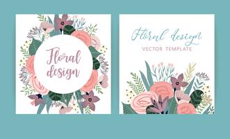 Vector templates with flowers. Design for card, poster, banner, invitation, wedding, greeting.