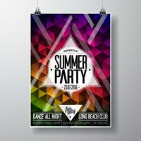 Vector Summer Beach Party Flyer Design con elementos tipográficos y espacio de copia