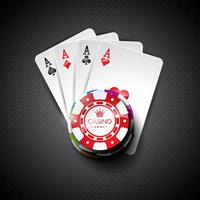 Vector illustration on a casino theme with color playing chips and poker cards