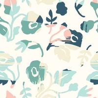 Abstract floral seamless pattern with trendy hand drawn textures. vector