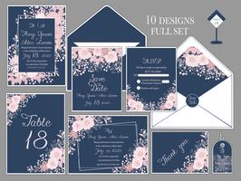 wedding invitation card with flower Templates vector