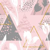 Abstract floral seamless pattern with tulips and geometric elements. vector