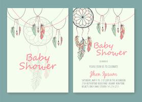 Baby Shower hand drawn native american dream catcher beads vector image