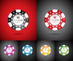 Vector illustration on a casino theme with playing chips set.