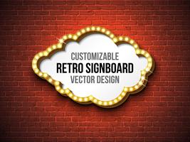 Retro signboard or lightbox illustration  on brick wall background vector