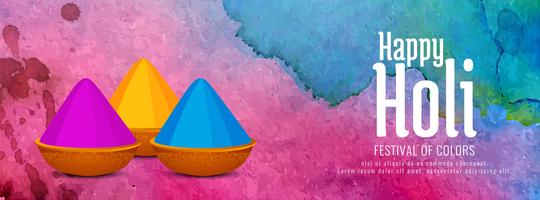 Resumen feliz Holi colorido festival banner diseño vector