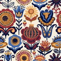 Folk floral seamless pattern. vector