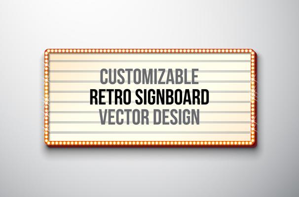 Retro signboard or lightbox illustration with customizable design