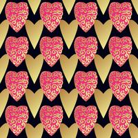 Seamless gold pattern with hearts. vector