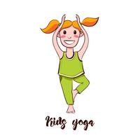 Yogi Girl standing in a tree pose. vector