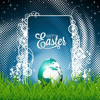 Easter illustration with shiny globe-egg vector