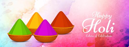 Resumen feliz Holi colorido festival banner diseño vector