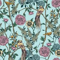 Victorian garden. Floral seamless pattern. Vector illustration.