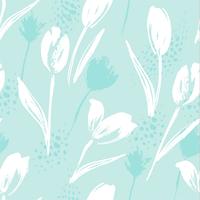 Abstract floral seamless pattern tulips .Trendy hand drawn textures. vector