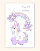 Beautiful unicorn on clouds with stars illustration vector