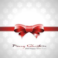 Vector Christmas background with red bow and ribbon.