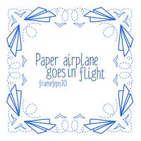 Frame with paper airplanes and flying