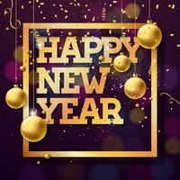 Happy New Year Illustration with Shiny Gold Text vector