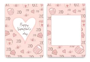 Collection of pink white colored Valentine's day card vector