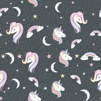 Unicorn seamless pattern on the black background  vector