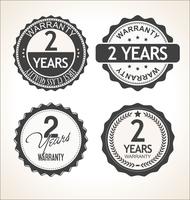 Two years warranty retro vintage badge and labels collection vector