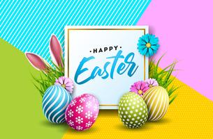 Illustration of Happy Easter Holiday with Painted Egg vector