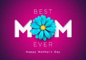 Happy Mother's Day Greeting card illustration with Blue flower vector