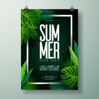 Vector Summer Beach Party Flyer ilustración con diseño tipográfico en la naturaleza