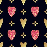 Seamless gold pattern with hearts. 