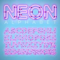 Bright Neon Alphabet on Blue Background vector