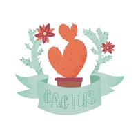 Cute heart shaped cactus, prickly pear, in a pot vector